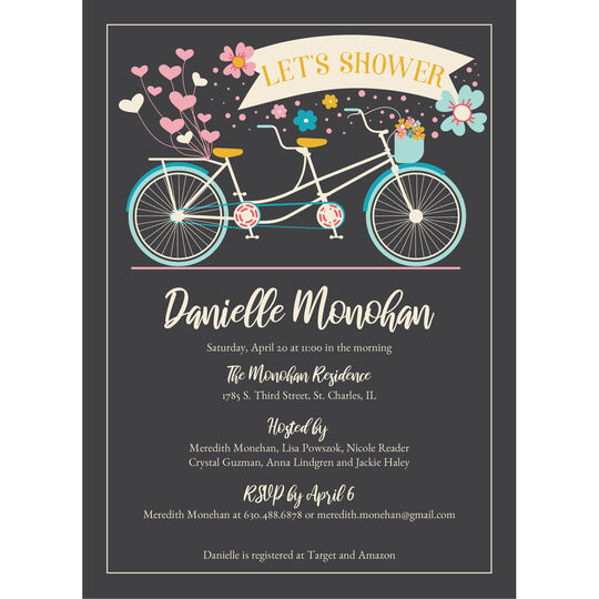 Bicycle for Two Shower Invitations